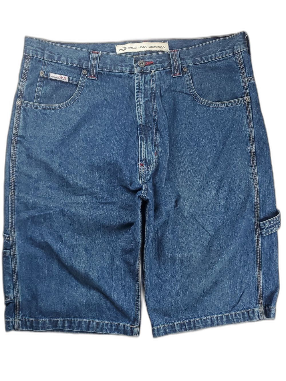 Paco Jeans | Men's Size 36 | Y2K 8-Pocket Utility Denim Cargo Shorts | Blue Wash